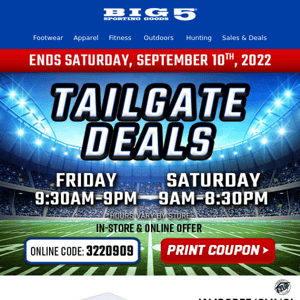 Tailgate Deals 🙌 Ends Saturday!