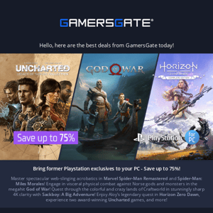 Save big on Playstation games for PC, Conan games, and more!