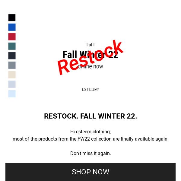 Restock ⚠️ Fall Winter 22