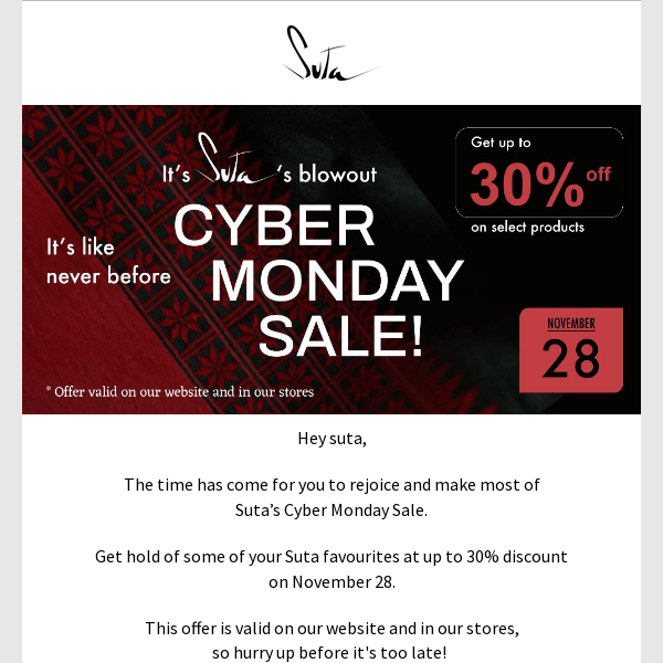 Dear Karen, A Cyber Monday Sale like no other awaits you!