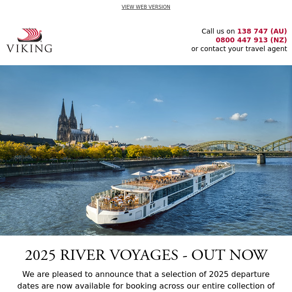Now open: 2025 river voyages