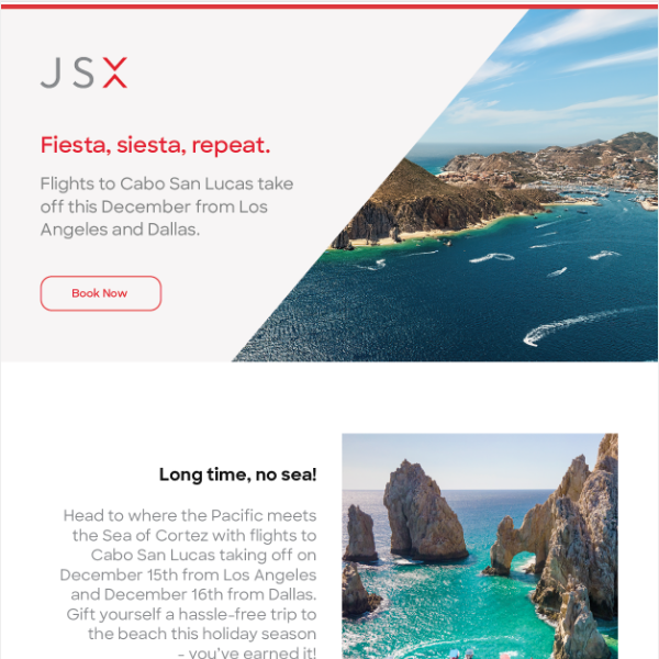 New! Flights to Cabo San Lucas from Dallas and Los Angeles.
