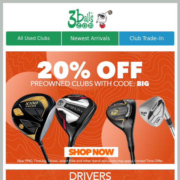 Don't Miss 20% Off Used Clubs & More
