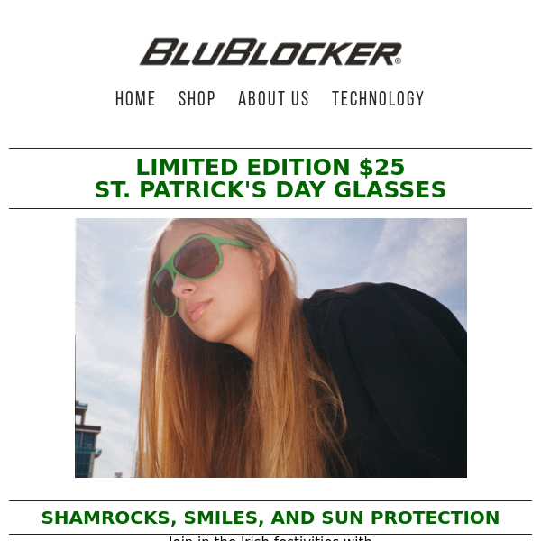 Limited Edition Lucky Clover Green🍀 - Blu Blocker Sunglasses