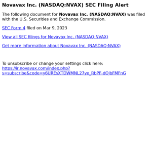 New SEC Filing for Novavax Inc. (NASDAQ:NVAX)