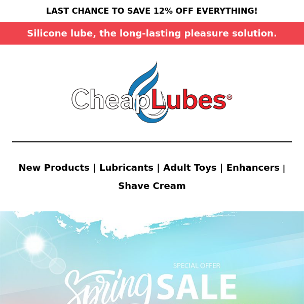 Cheaplubes Sale - Last Chance 12% Off Everything! 💦