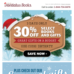 Limited Time Offer: 30% Off Books/Gifts