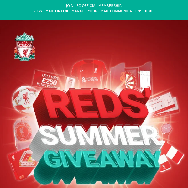 Win fantastic LFC prizes every day throughout June!