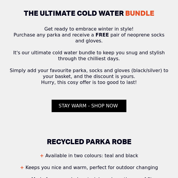 ❄️ Warm Up Your Winter: FREE Neoprene Socks & Gloves with Your Parka! 🎁