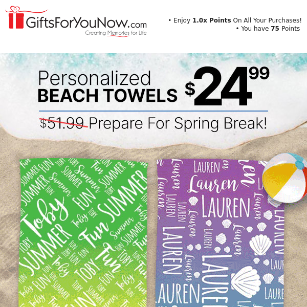 ☀️$24.99 Personalized Beach & Pool Towels