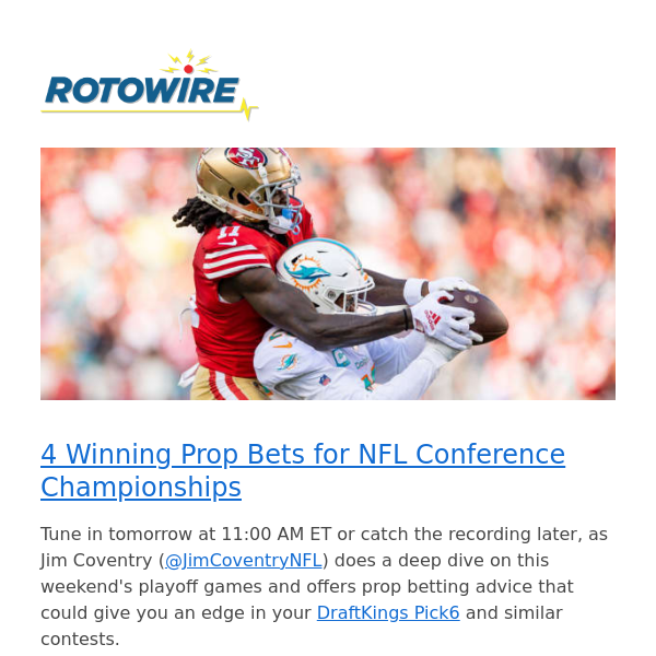 4 Winning Prop Bets for NFL Conference Championships