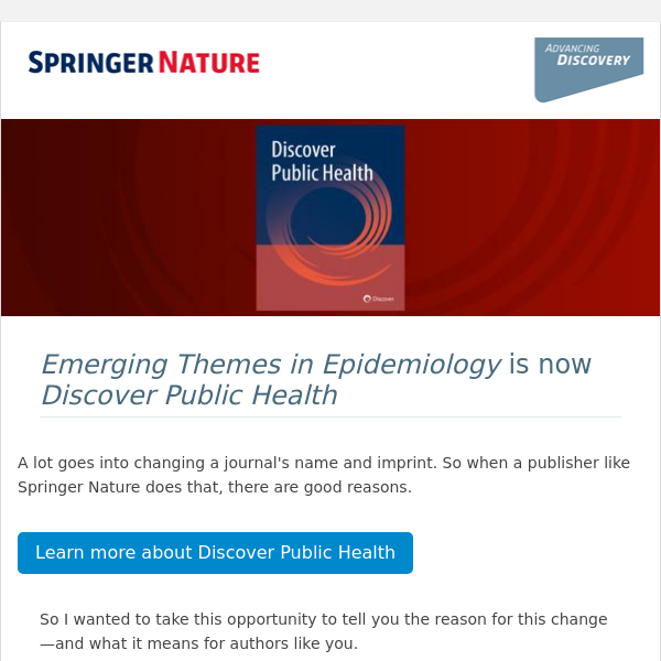 Announcing Discover Public Health—a fully open access journal