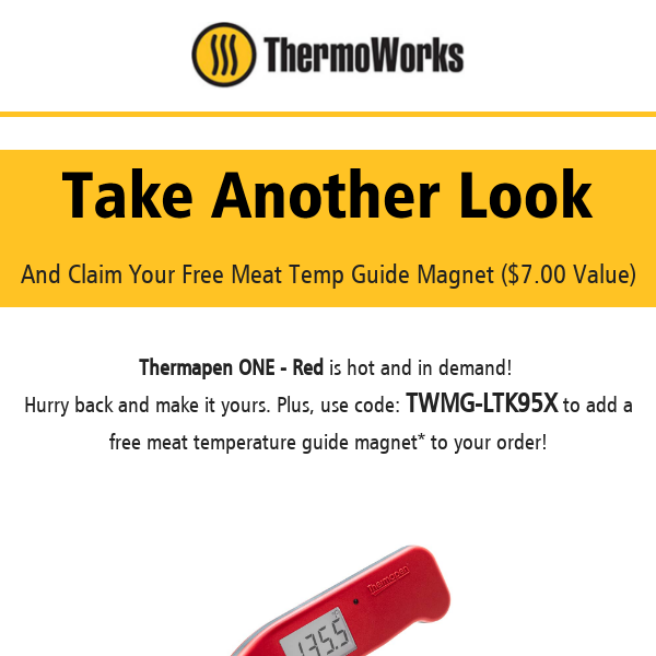 Grab Your Red Hot Thermapen ONE & Free Meat Temp Guide Magnet at  ThermoWorks! 🔥 - ThermoWorks