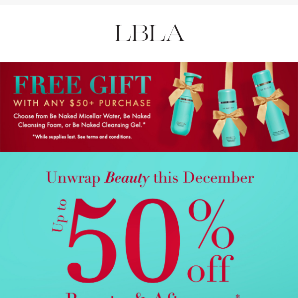 🎁 Unwrap Beauty this December 🎁 Up to 50% OFF Aftercare & Beauty