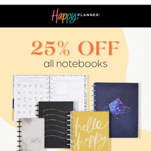 25% OFF All Notebooks + Journals - TODAY ONLY