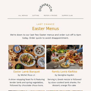 LAST CHANCE: Easter menus 🍽️