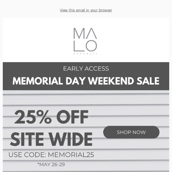 Early Access: Memorial Day Weekend Sale