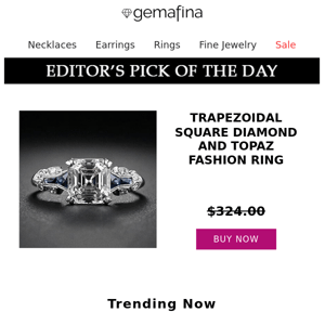 Editor's Pick: Trapezoidal Square Diamond and Topaz Fashion Ring