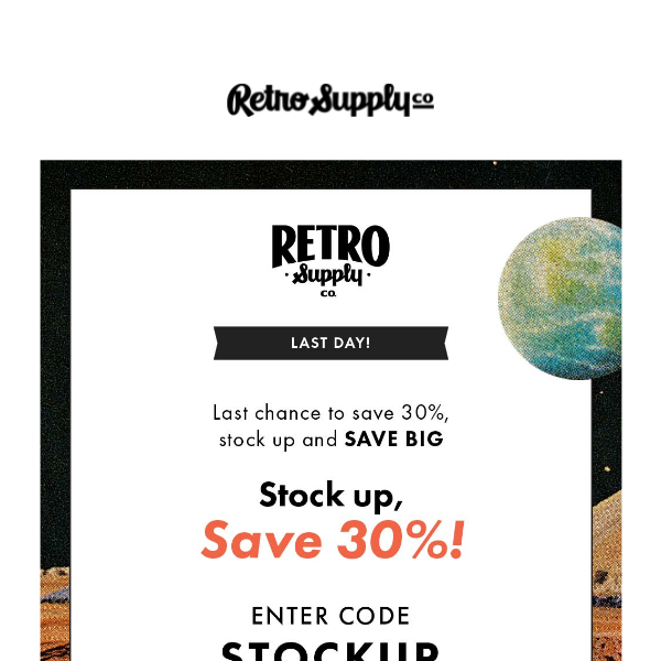 Stock up and save 30% (sale ends tonight)