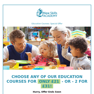 Education Courses - One for £21 or Three for £41