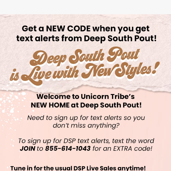 Get a CODE when you sign up for text alerts!