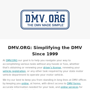 DMV.ORG: Simplifying the DMV Since 1999