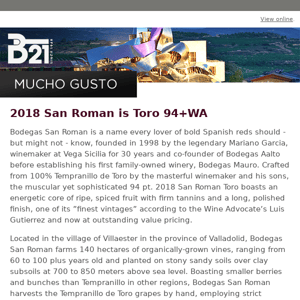 2018 San Roman is Toro 94+WA