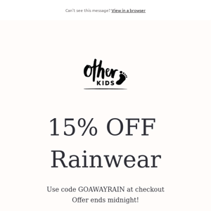 15% OFF Rainwear