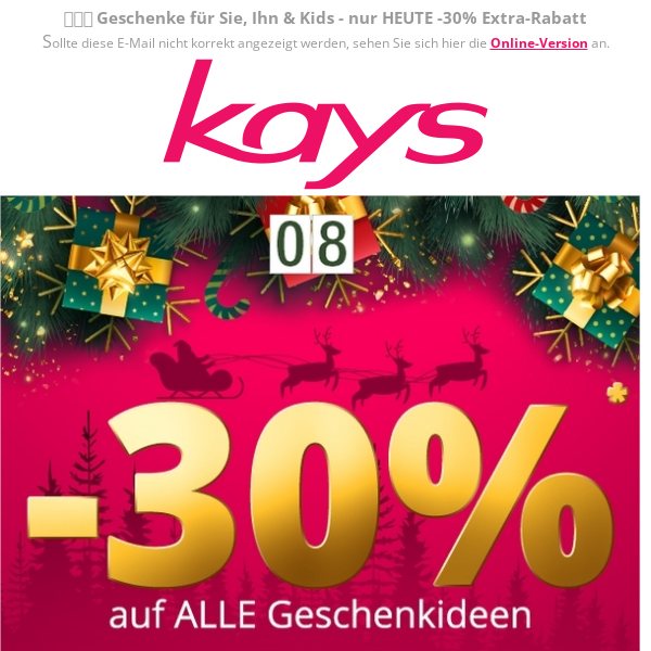 -30% auf ALLE Geschenkideen geschenkt