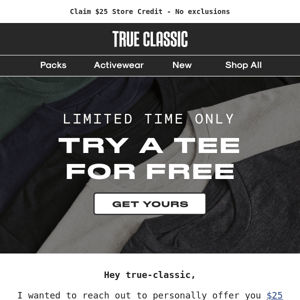 Try a tee for FREE