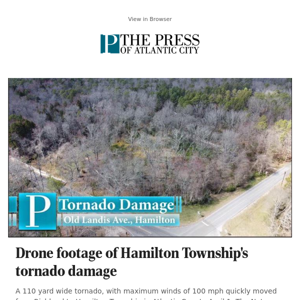 Drone footage of Hamilton Township's tornado damage