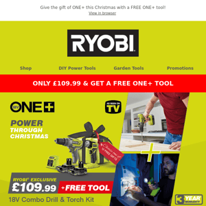 Claim your FREE tool This Christmas When You Buy The New Combi Drill & Torch Starter Kit