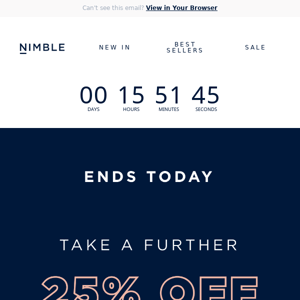 Further 25% off Sale ends TODAY!