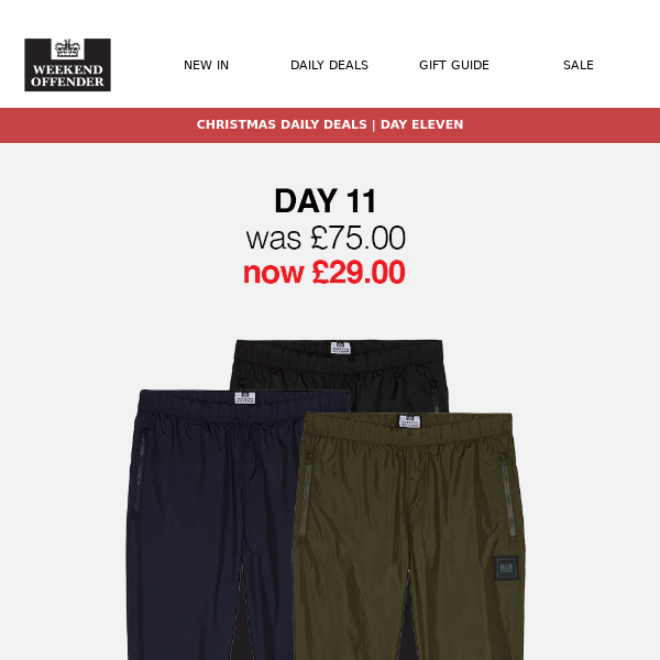 DAY 11: 'ESPINOSA' Nylon Pants only £29, while stocks last!
