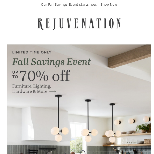 Enjoy up to 70% off your fall home updates