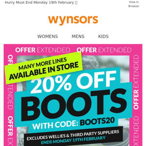 Last Chance 20% Off Boots!