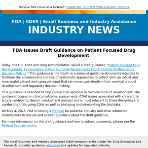 FDA Issues Draft Guidance on Patient Focused Drug Development 