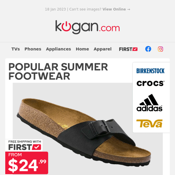 🩴 Summer Footwear from $24.99 - Birkenstocks, Crocs, Adidas & More