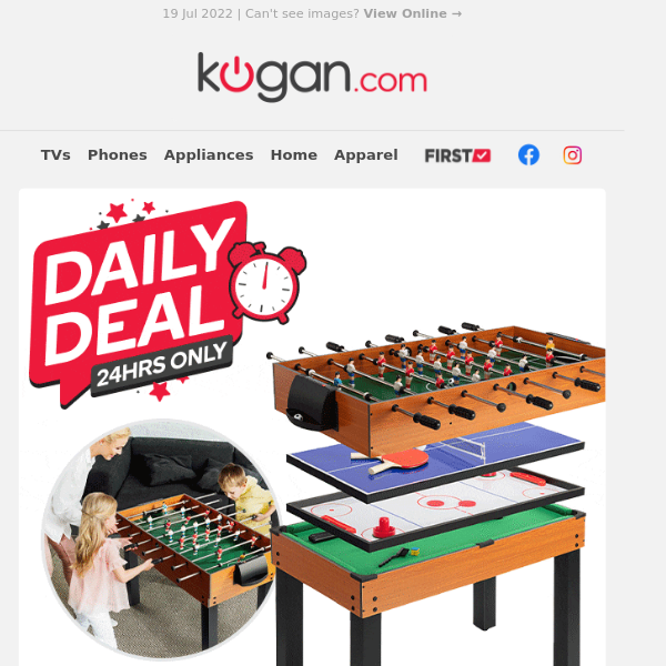 Daily Deal: 4-in-1 Game Table: Foosball, Table Tennis, Pool, Table Hockey  $159 (Rising to $229 Tonight)