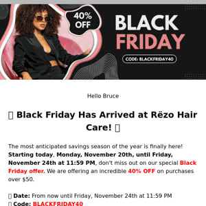 🚨 Black Friday Starts Now at Rëzo! 🎉 40% OFF ⏰ Limited Time Only