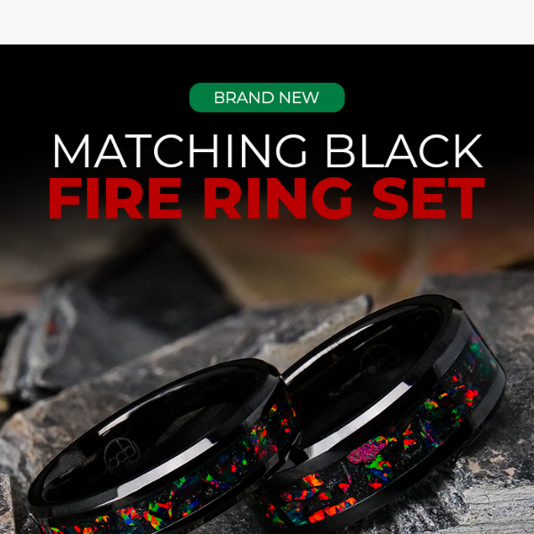 Brand New Black Fire Opal Ring Set