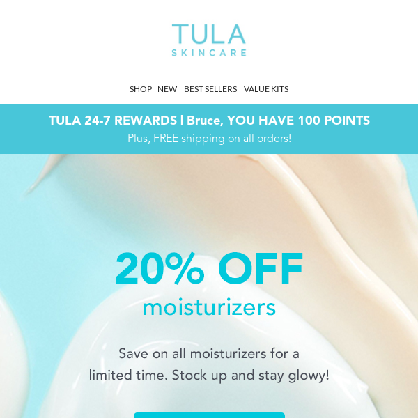 20% off all moisturizers—limited time!