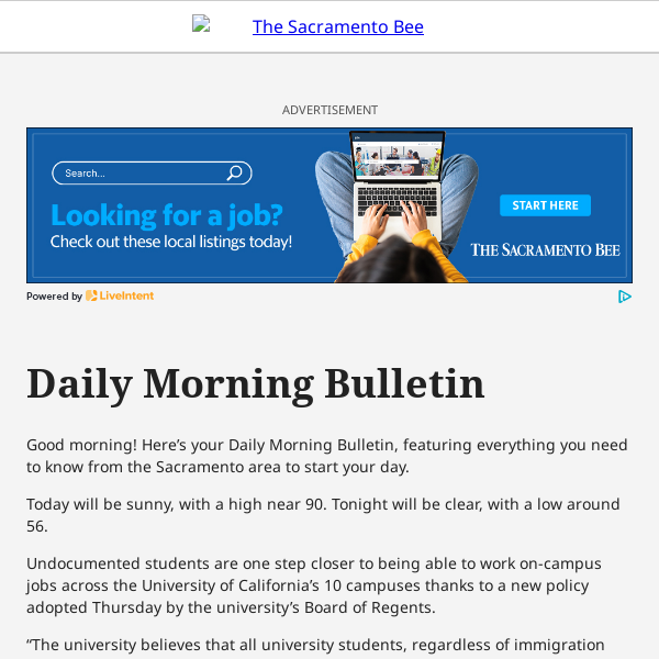 On-campus jobs for UC undocumented students + All-vegetarian restaurant to reopen + Heat waves