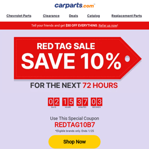 [Red Tag Sale] Get 10% OFF for the Next 72 Hours