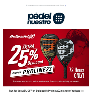 Discount for PROS! 💪 - 25% off at Bullpadel with coupon PROLINE23 🎾