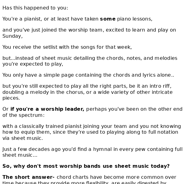 Why Churches don't use sheet music