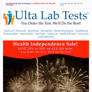 💥 Fourth of July Sale! 💥 Save 20% to 50% on All Lab Tests.