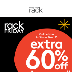 EXTRA 60% off clearance! The Rack Friday Sale
