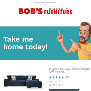 Don't miss out on Bob's Discount for the Playground Navy 2 Piece Right Arm Facing Sectional with Pop Up Sleeper!