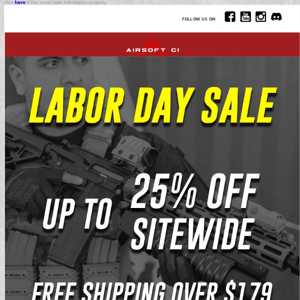 LABOR SALES HAVE BEGUN! 25% OFF & FREE SHIPPING!